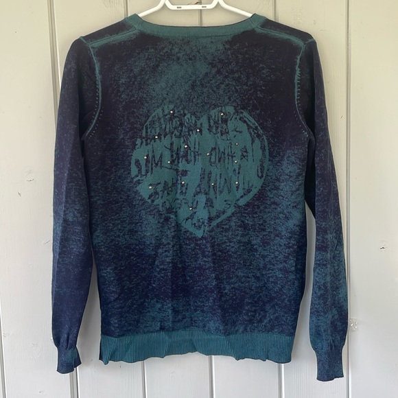 Steilmann Cardigan Sweater Women’s Navy Green Size 8 Heart - Picture 1 of 6